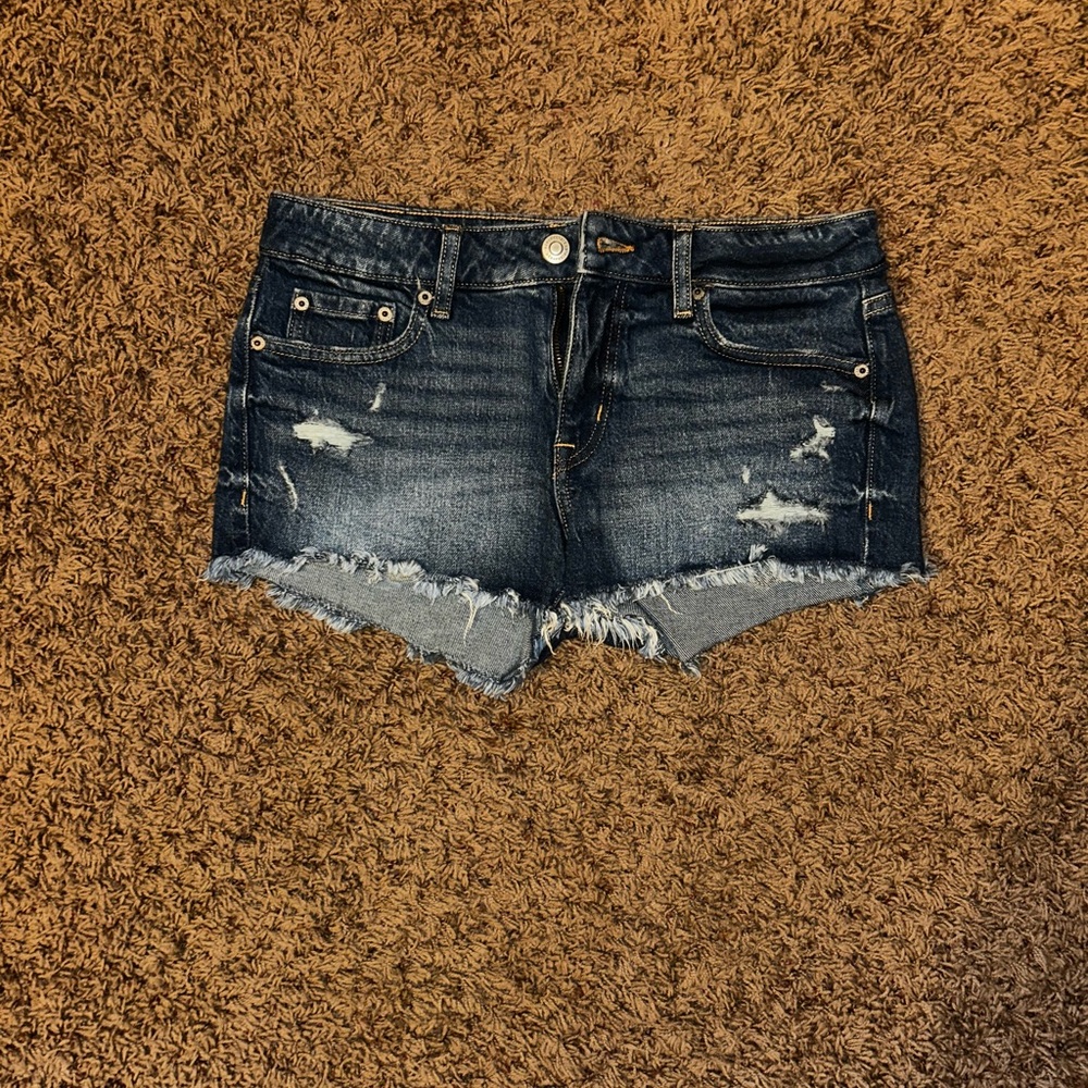 Aeropostale dark washed distressed Jean Shorts 2